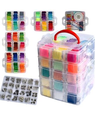 301 5-Tier Embroidery Floss Set Cross Threads Bracelet String Box Bobbins Kits