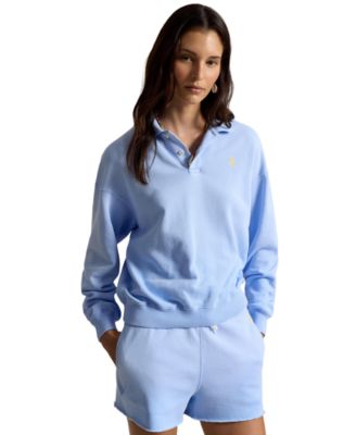 Women's Lightweight Fleece Long-Sleeve Polo Sweatshirt