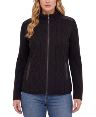 Petite Reversible Quilted Cable-Knit Jacket