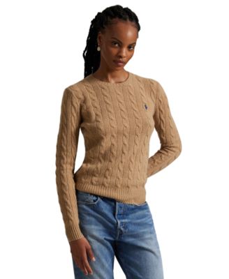 Women's Cable Wool-Cashmere Crew Neck Sweater