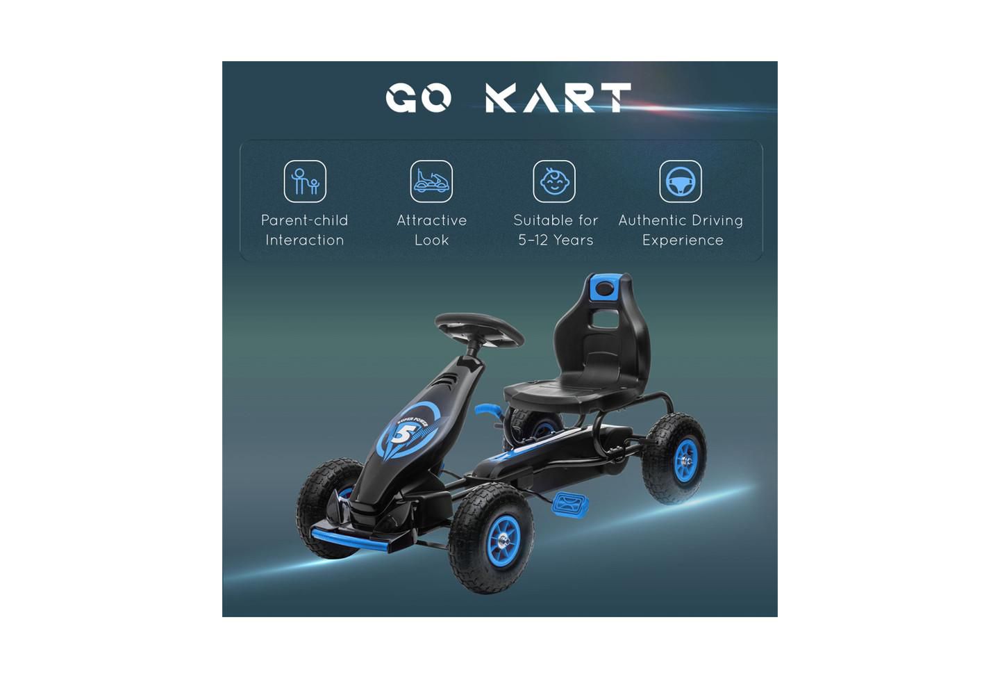 Детская игрушка YOBTOP Kids Pedal Go Kart with Adjustable Seat, Suspension System & Safety Hand Brake Ride-On Toy, 110 lbs Capacity, Ages 5-12, цвет: Синий — фото 5