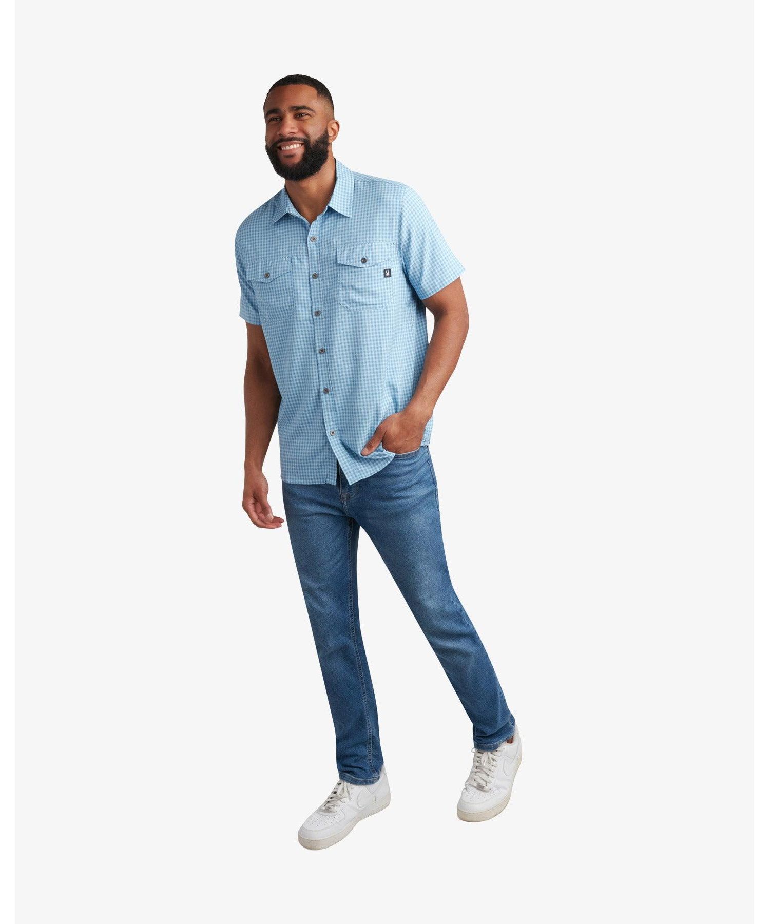 Men's Mini Check Slim-Fit Button-Down Shirt