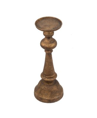 Set of 2 Cast Iron Candle Holders - Vintage European Bow Design, Pedestal Base Candlestick, Decorative Home Accent