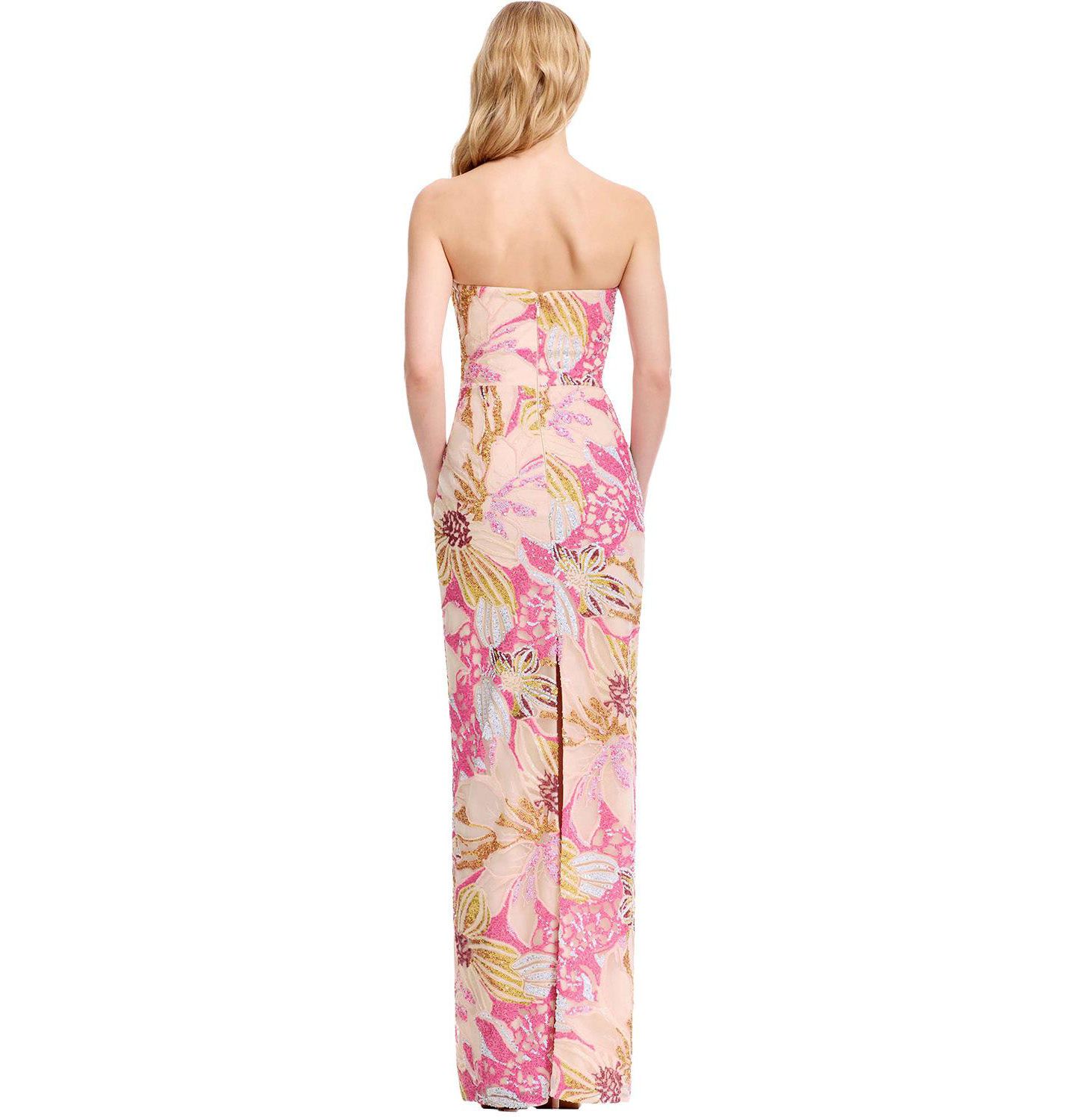 Женское платье Dress the Population Vada Strapless Floral Sequin Sweetheart Gown, цвет: Яркий фуксия разноцветный — фото 4