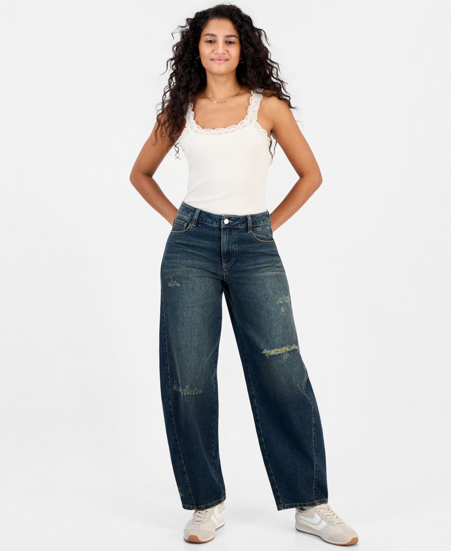 Женские джинсы And Now This Petite High-Rise Low Curve Relaxed-Fit, цвет: Besset — фото 1