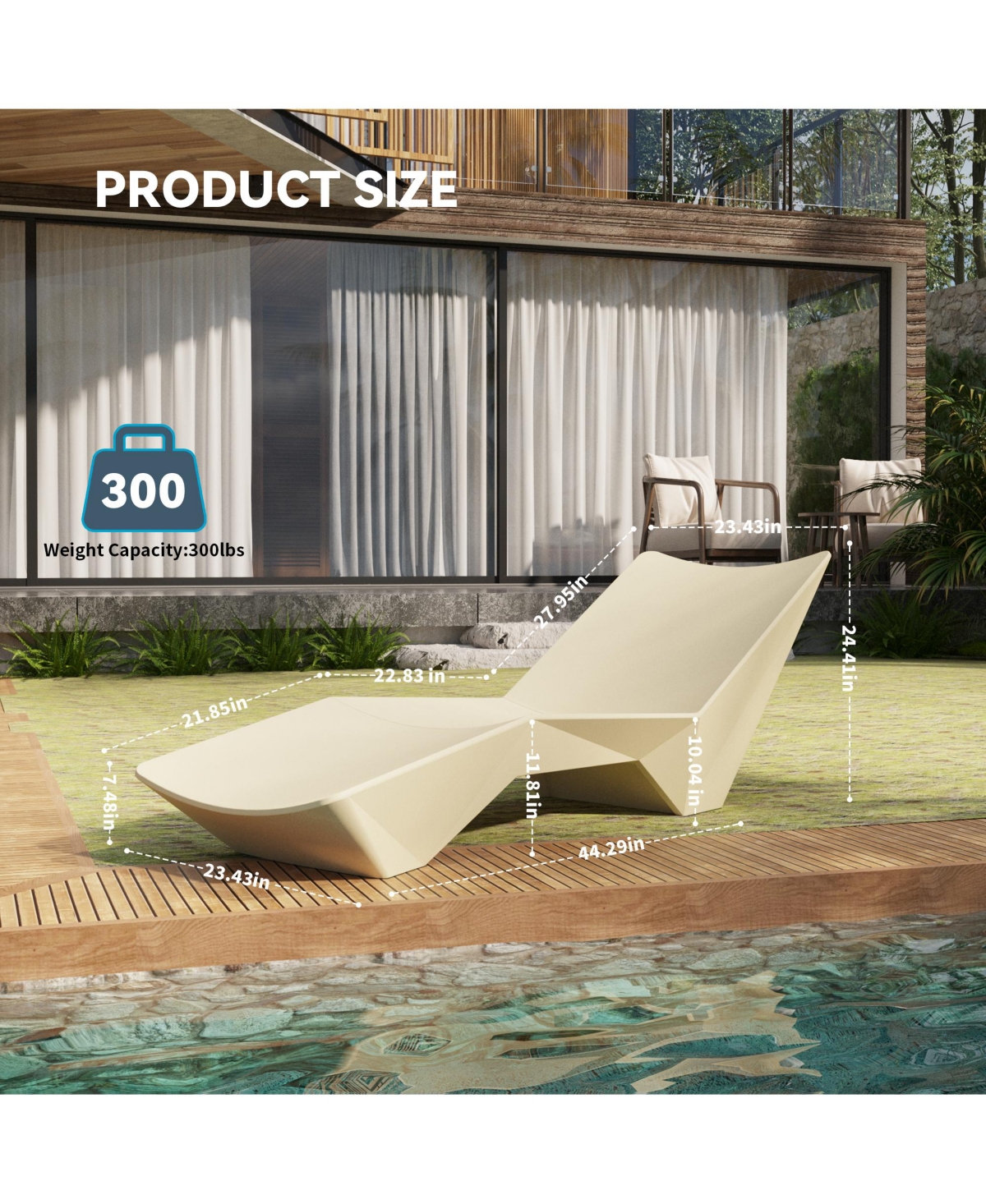 Mondawe Ergonomic Pool Chaise Lounger with S-Shaped Design and Weighted Base