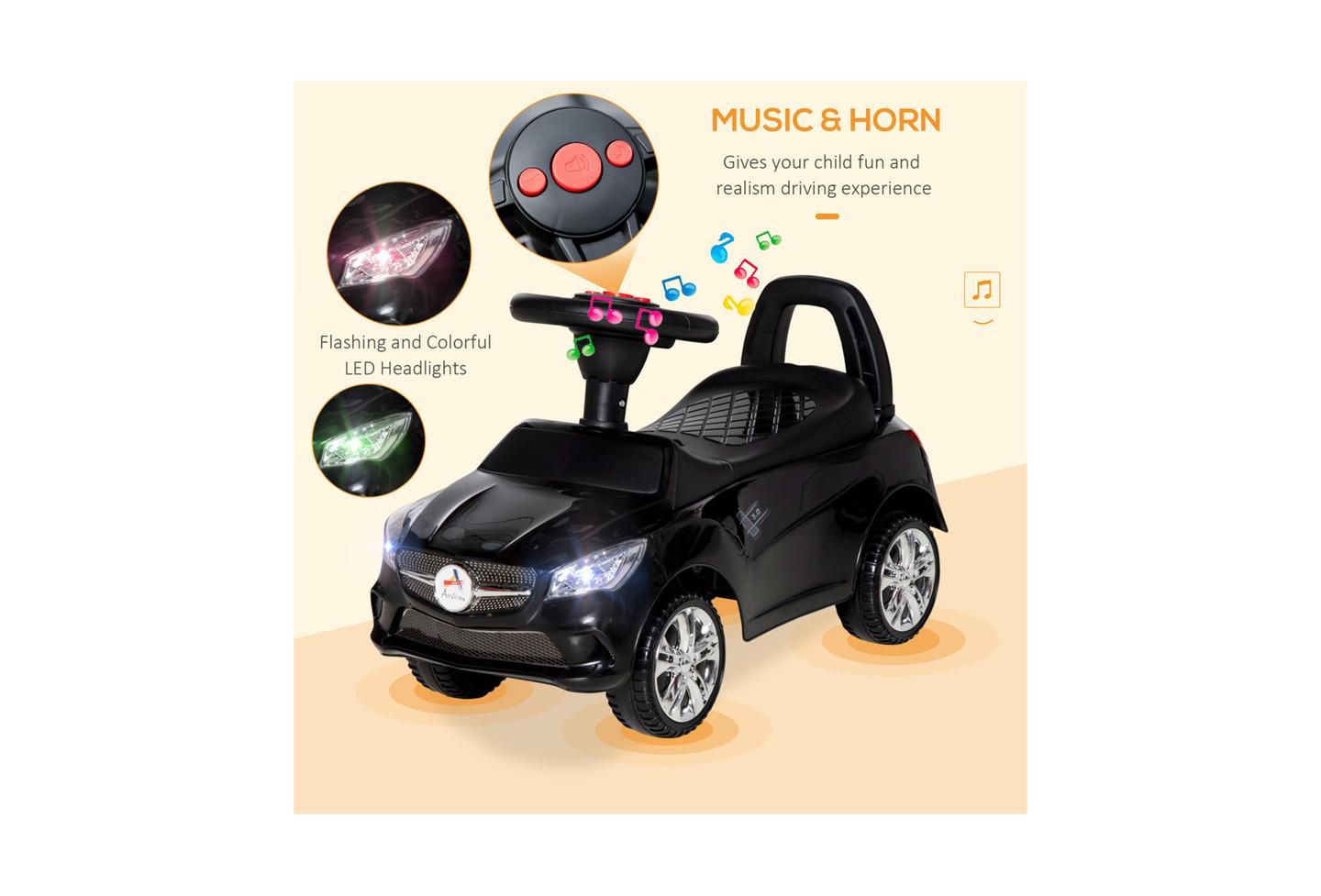 Детская игрушка YOBTOP Kids Ride On Push Car - Foot-to-Floor Walking Sliding Toy Car for Toddler with Working Horn, Music, Headlights and Storage, цвет: Чёрный — фото 4