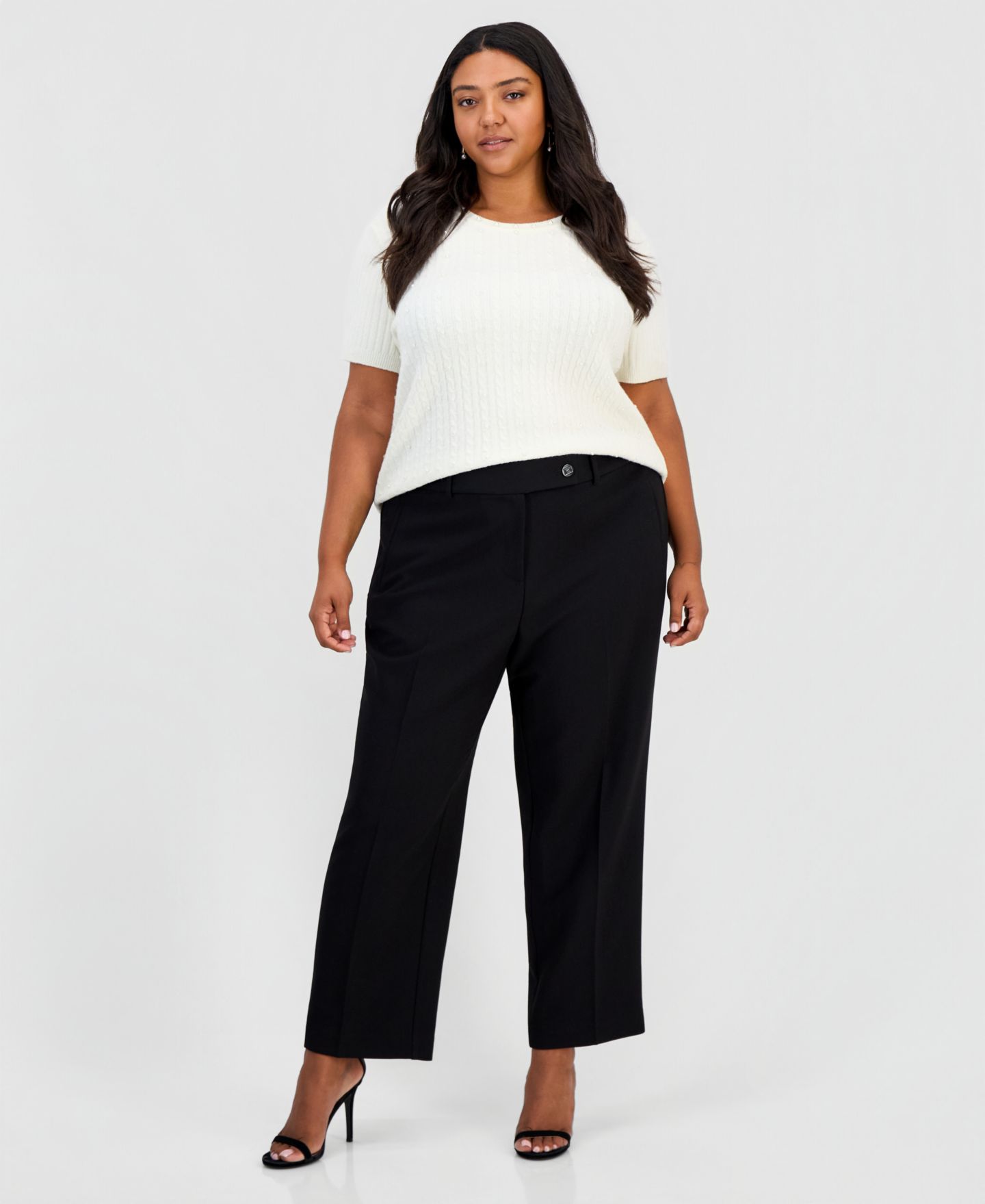 Женские брюки KARL LAGERFELD PARIS Plus Size Mid-Rise Ankle, цвет: Чёрный — фото 1