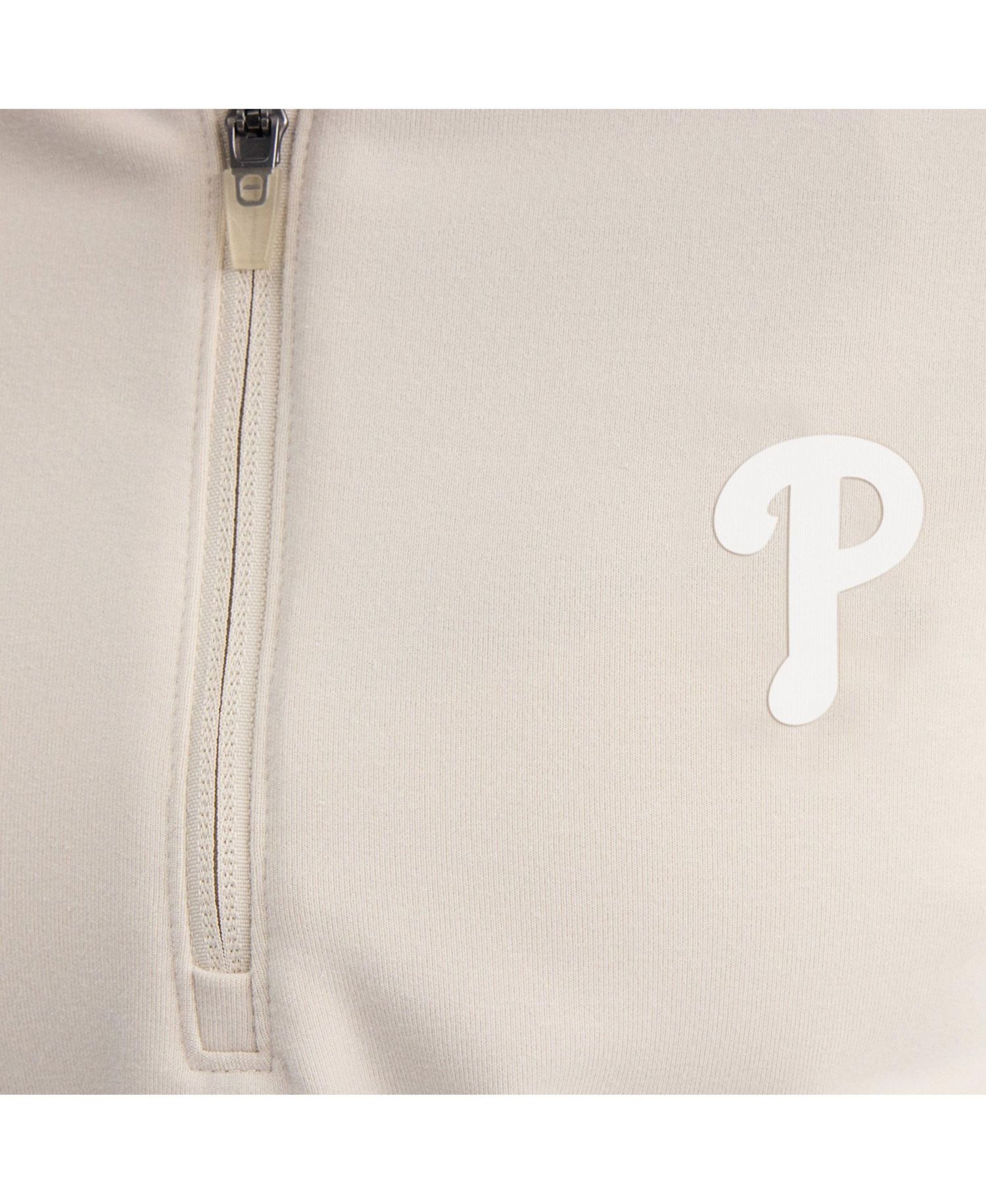 Women's Beige Philadelphia Phillies Oversized Clutch Tri-Blend Half-Zip Pullover Sweatshirt