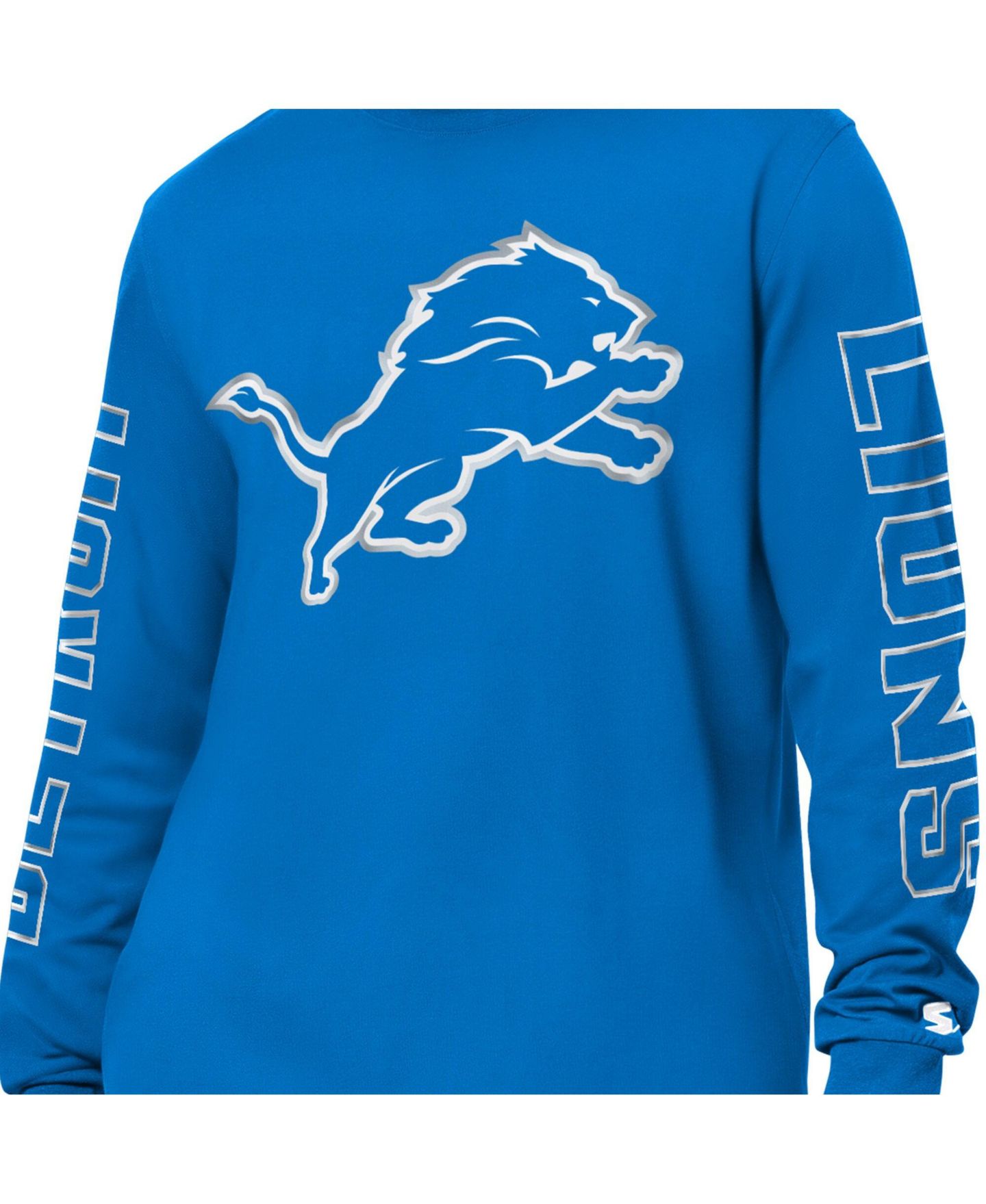 Мужская футболка Starter Blue Detroit Lions Clutch Hit II Long-Sleeve — фото 2