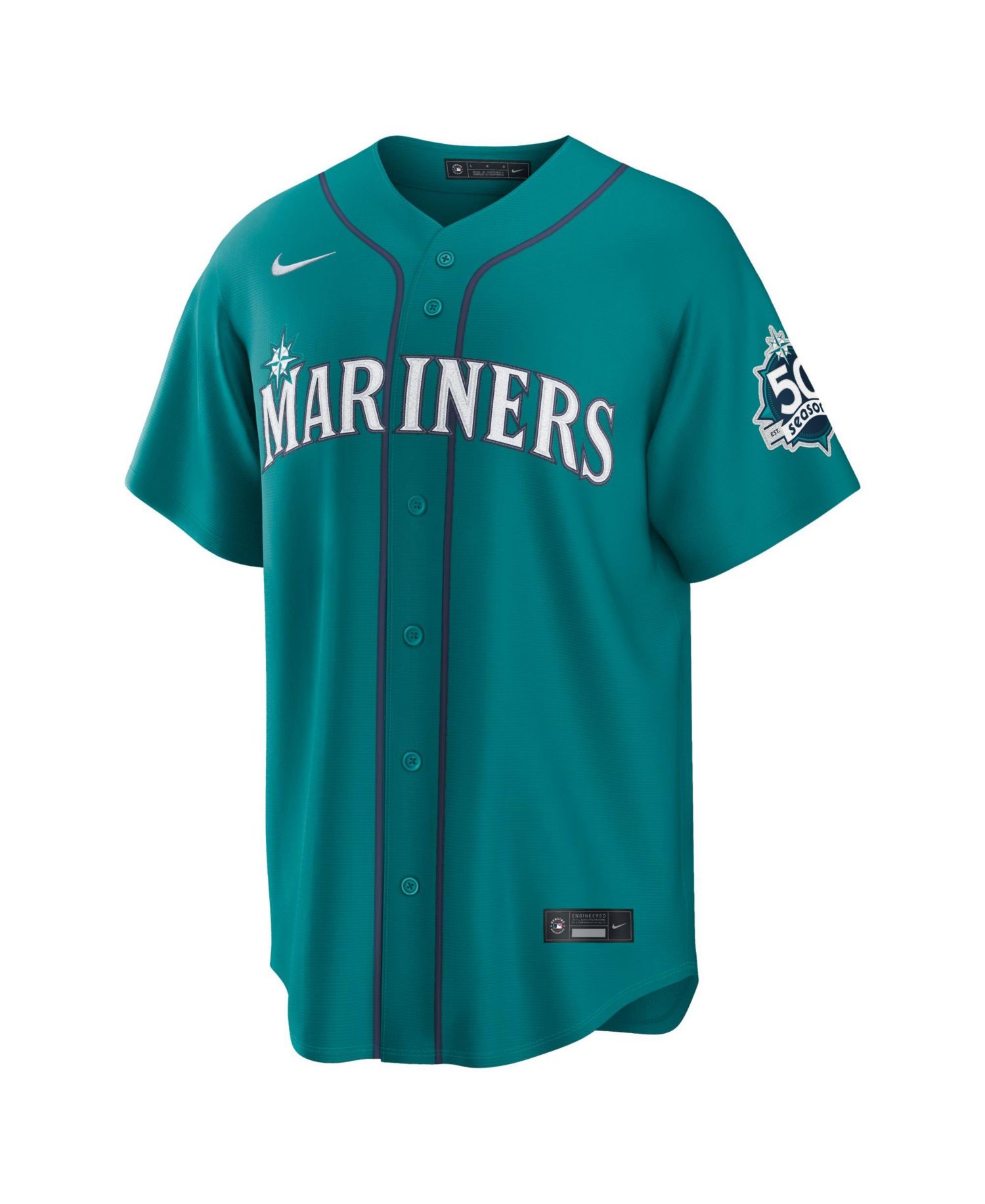 Men's Julio Rodríguez Teal Seattle Mariners Alternate Stadium 50th Season Patch Jersey