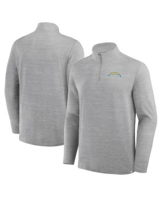 Men's Heather Gray Los Angeles Chargers Clutch Quarter-Zip Pullover Sweatshirt