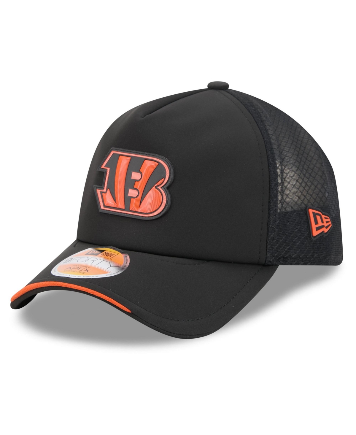 New Era Men's Black Cincinnati Bengals 2026 Sideline Apex 9FORTY Adjustable Trucker Hat
