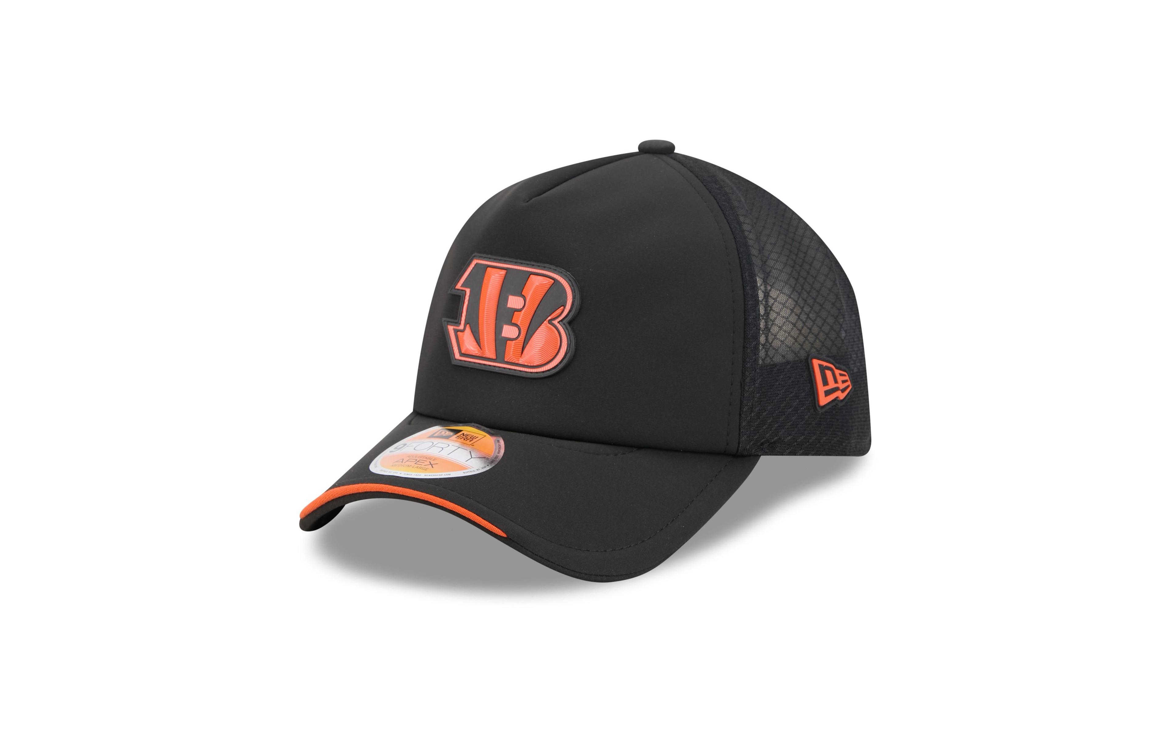 New Era Men's Black Cincinnati Bengals 2026 Sideline Apex 9FORTY Adjustable Trucker Hat