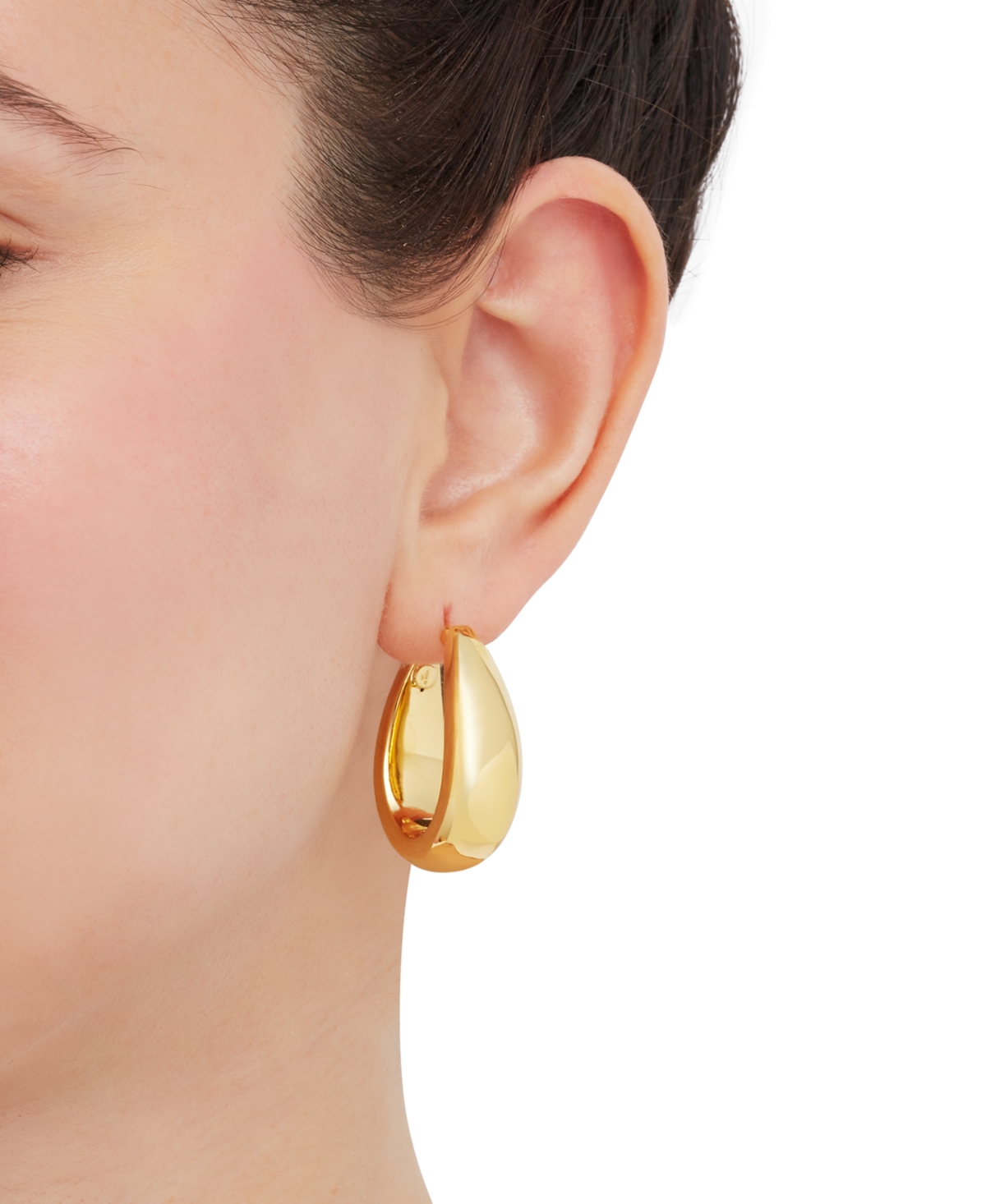 Macy's Polished Electroform Oval Hoop Earrings in 10k Yellow Gold