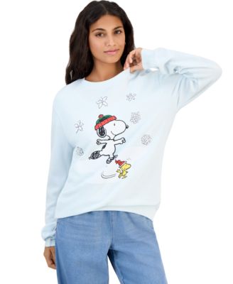 Juniors' Skate Snoopy Graphic Long-Sleeve Crewneck Sweatshirt