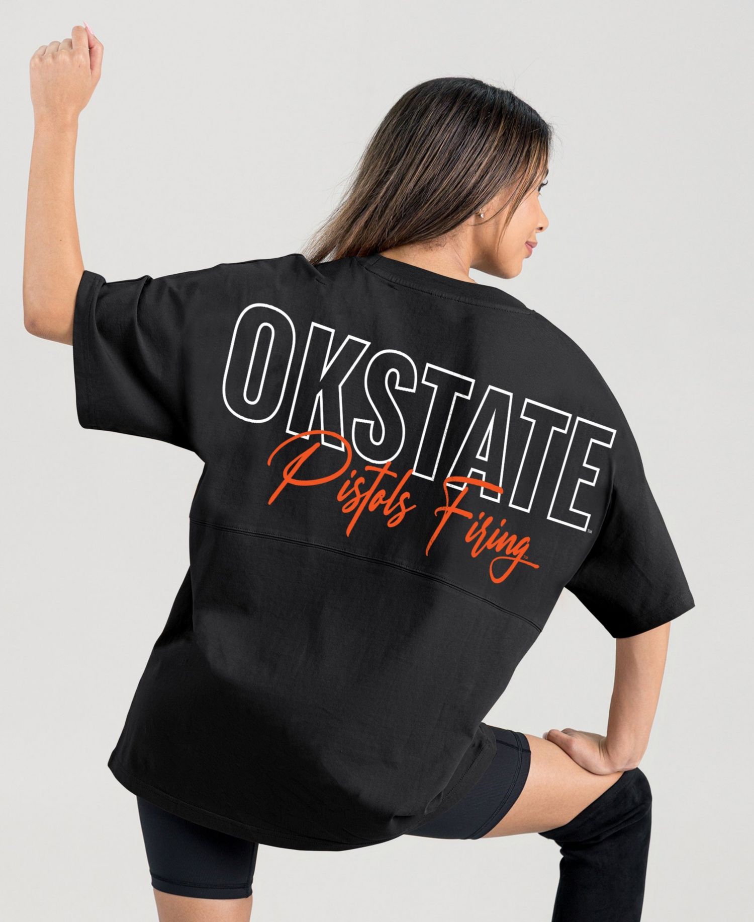 Women's Black Oklahoma State Cowboys Oversized Back at Ya T-Shirt
