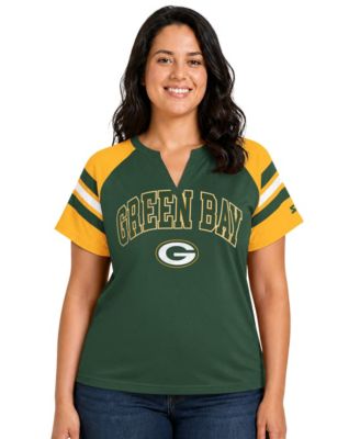 Women's Green Bay Packers Plus Size Game On Notch Neck Raglan T-Shirt