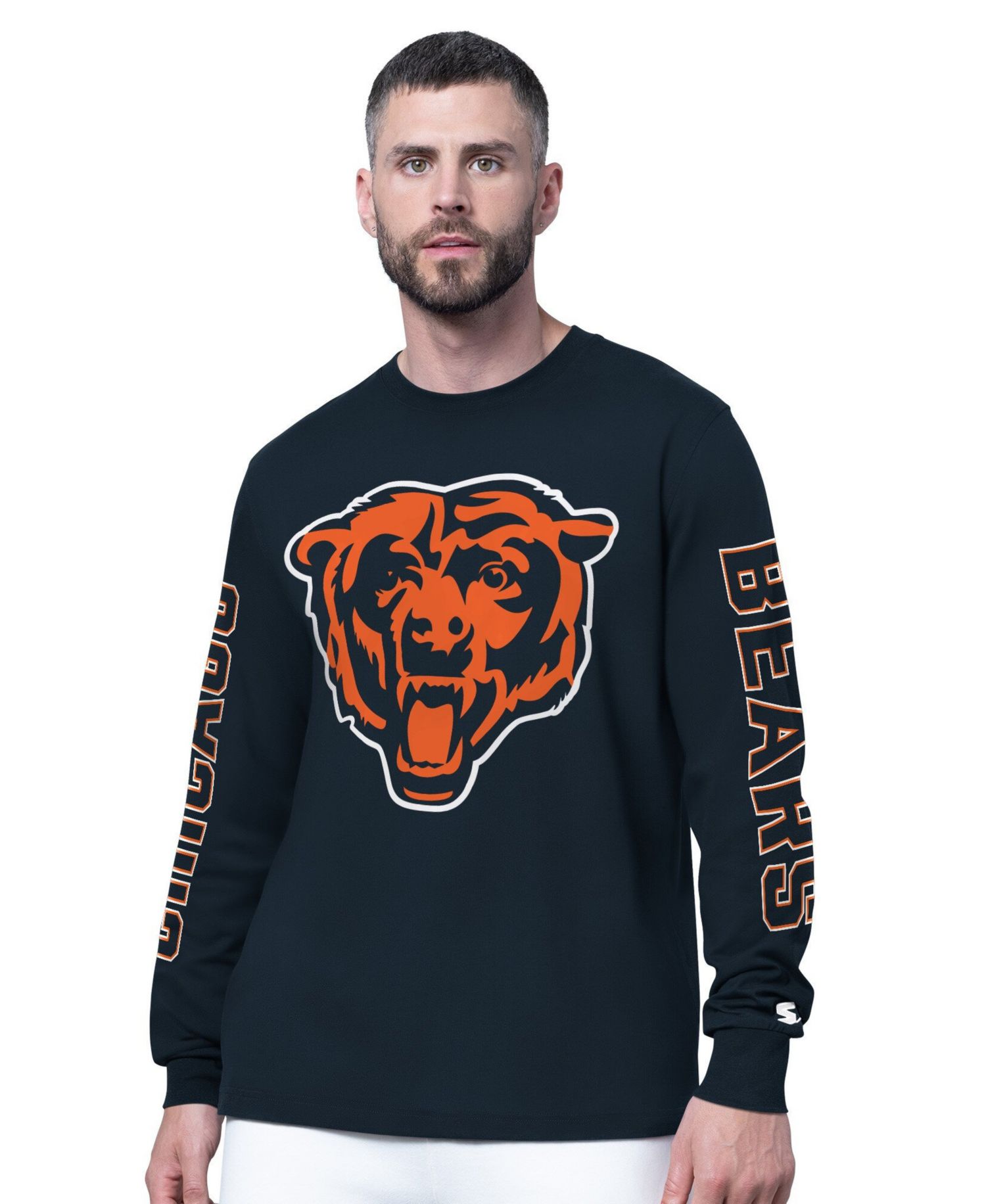 Men's Navy Chicago Bears Clutch Hit II Long-Sleeve T-Shirt