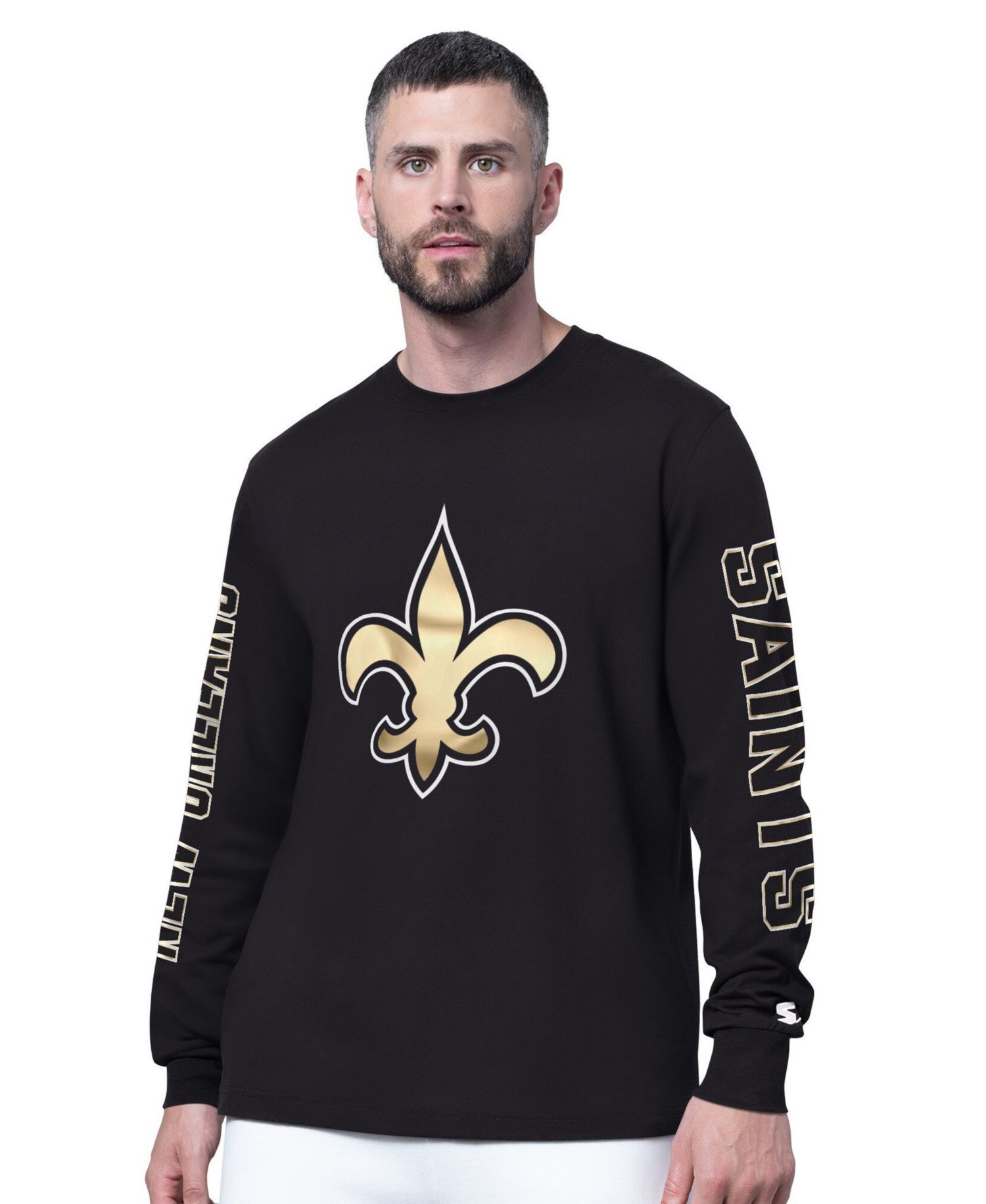Men's Black New Orleans Saints Clutch Hit II Long-Sleeve T-Shirt