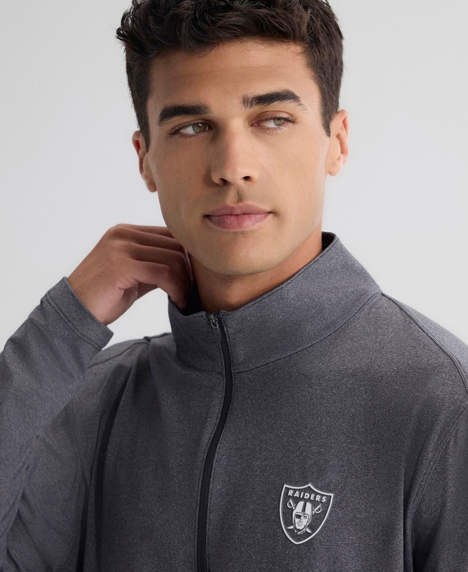 Men's Charcoal Las Vegas Raiders Clutch Quarter-Zip Pullover Sweatshirt