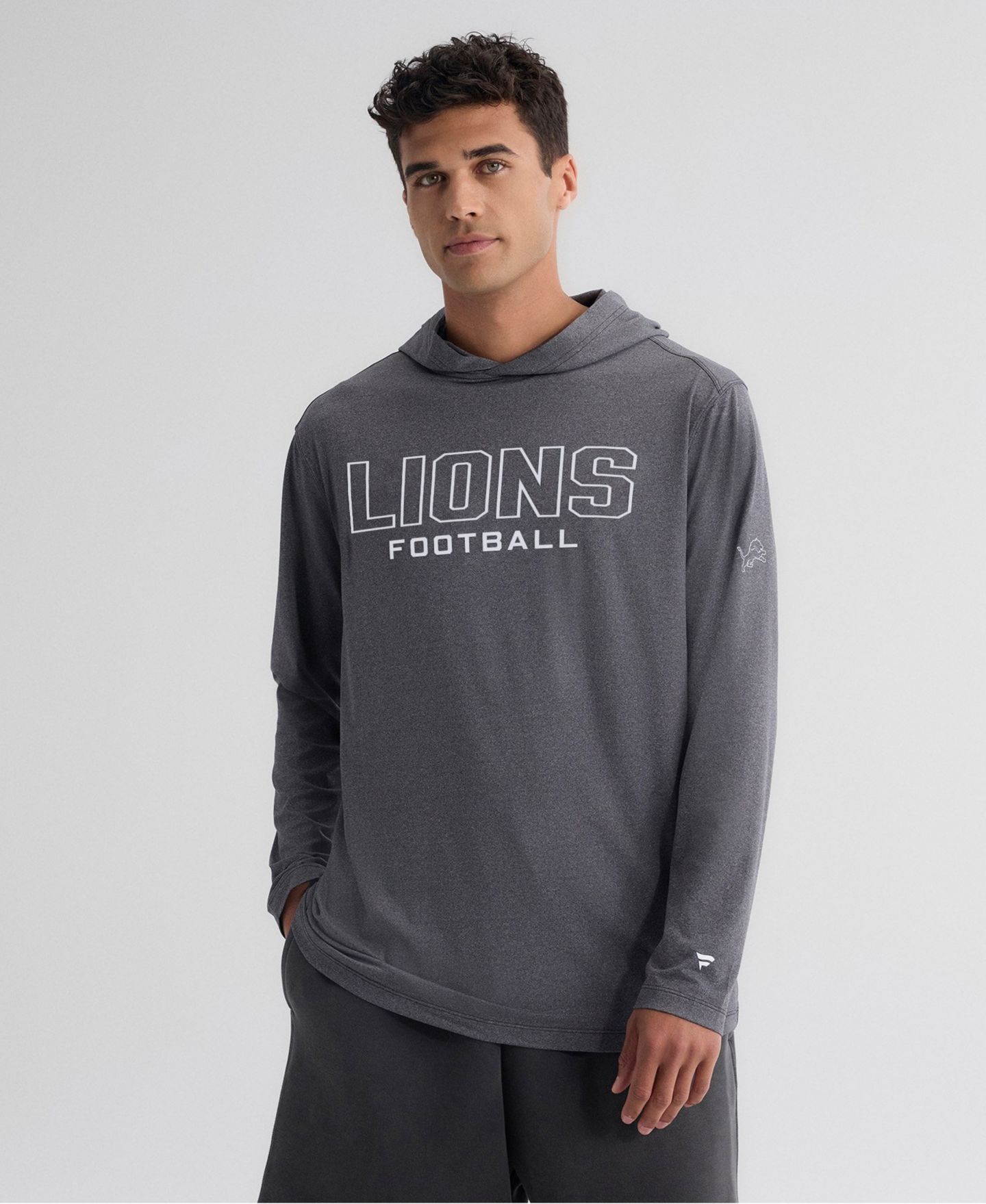 Мужская футболка Fanatics Charcoal Detroit Lions Clutch Long Sleeve Hooded — фото 1
