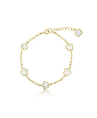 Mother of Pearl Spring Flower Bracelet 14K Gold-Plated Sterling Silver