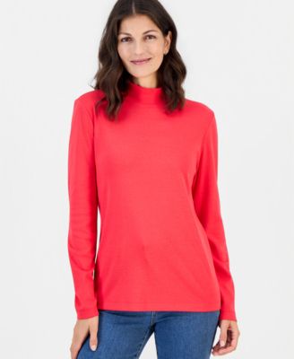 Women's Cotton Mock-Neck Long-Sleeve Tee