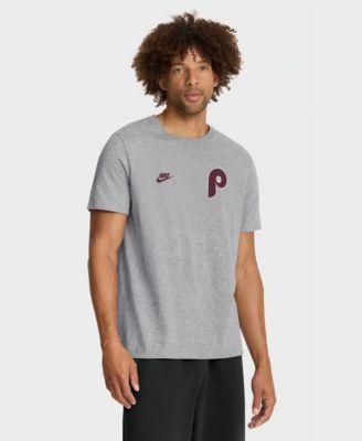 Men's Heather Gray Philadelphia Phillies Cooperstown 2-Hit T-Shirt