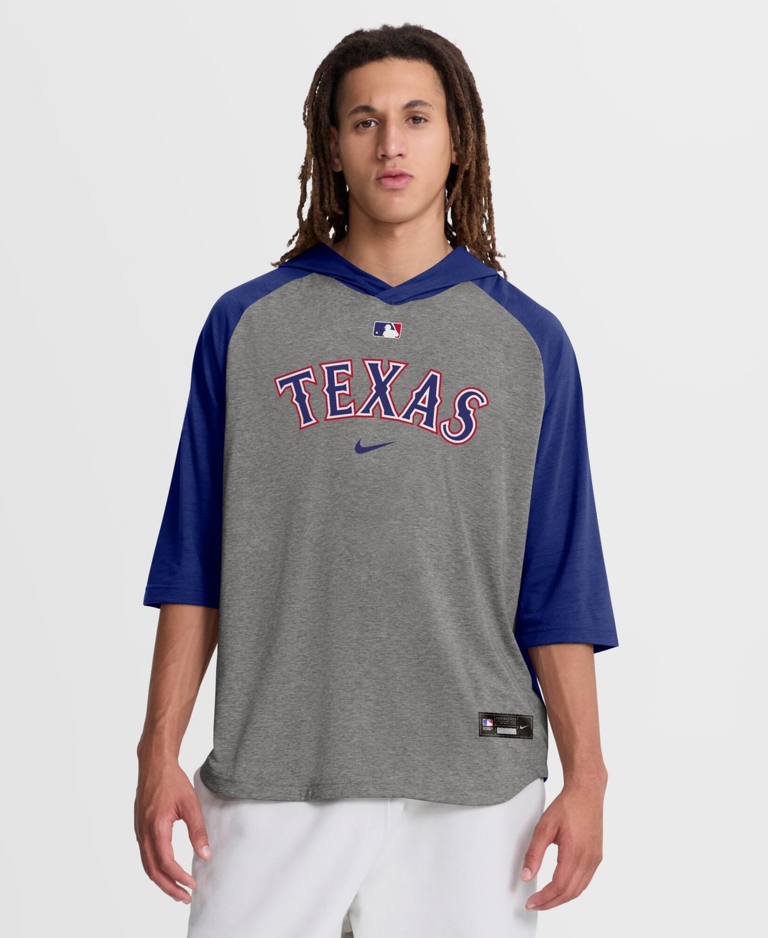 Men's Gray Texas Rangers Authentic Collection Flux Dri-FIT Raglan 3/4-Sleeve Hoodie