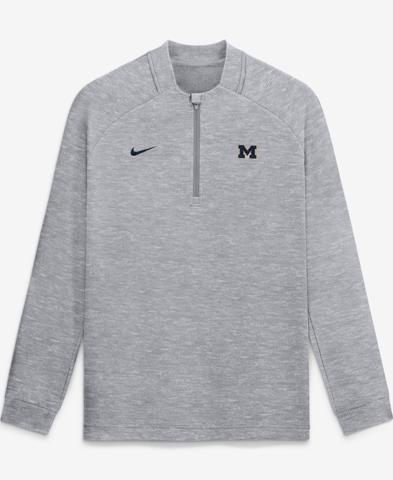 Men's Gray Michigan Wolverines Par Raglan Tri-Blend Therma-FIT Half-Zip Pullover Sweatshirt
