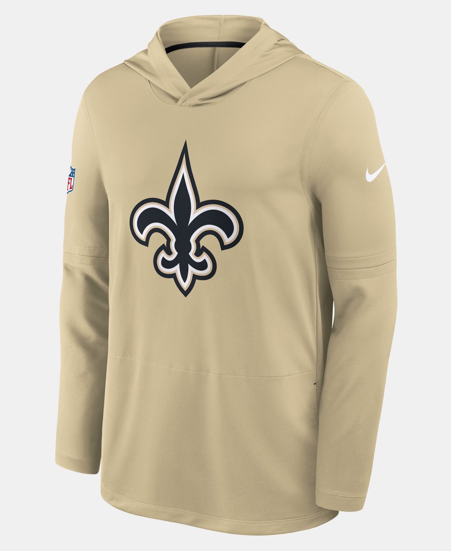Men's Gold New Orleans Saints Sideline Alternate Lightweight Long Sleeve Hooded Dri-FIT T-Shirt