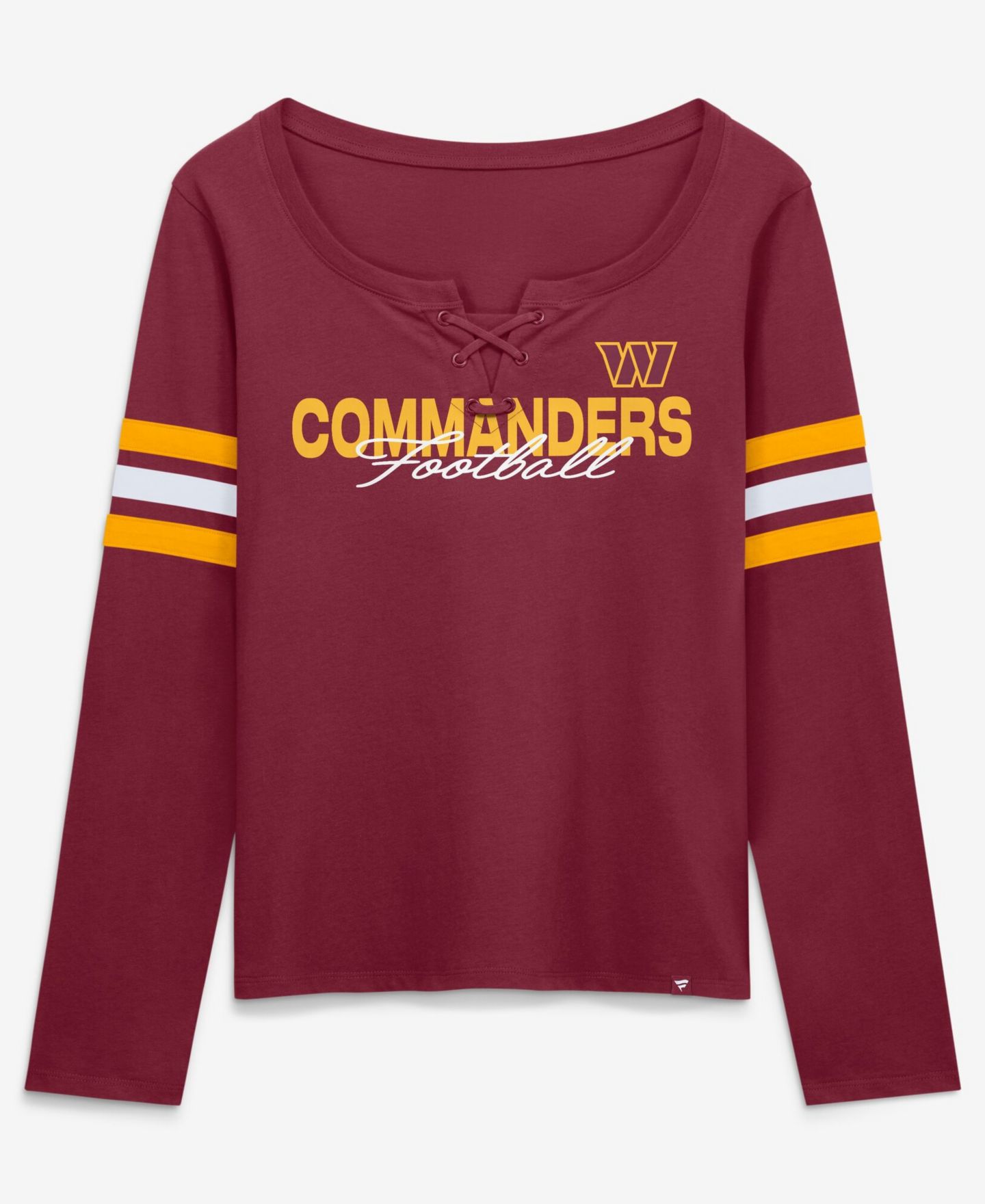 Женская футболка Fanatics Burgundy Washington Commanders Team First Coverage Scheme Lace-Up Long Sleeve — фото 1