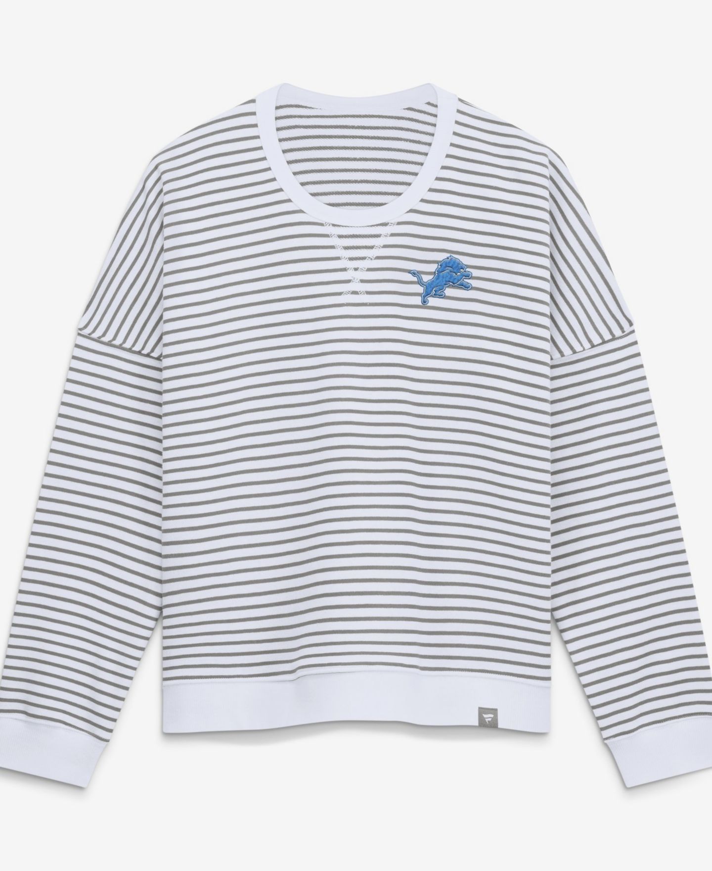 Женский свитшот Fanatics White/Gray Detroit Lions Striped Oversized French Terry — фото 1