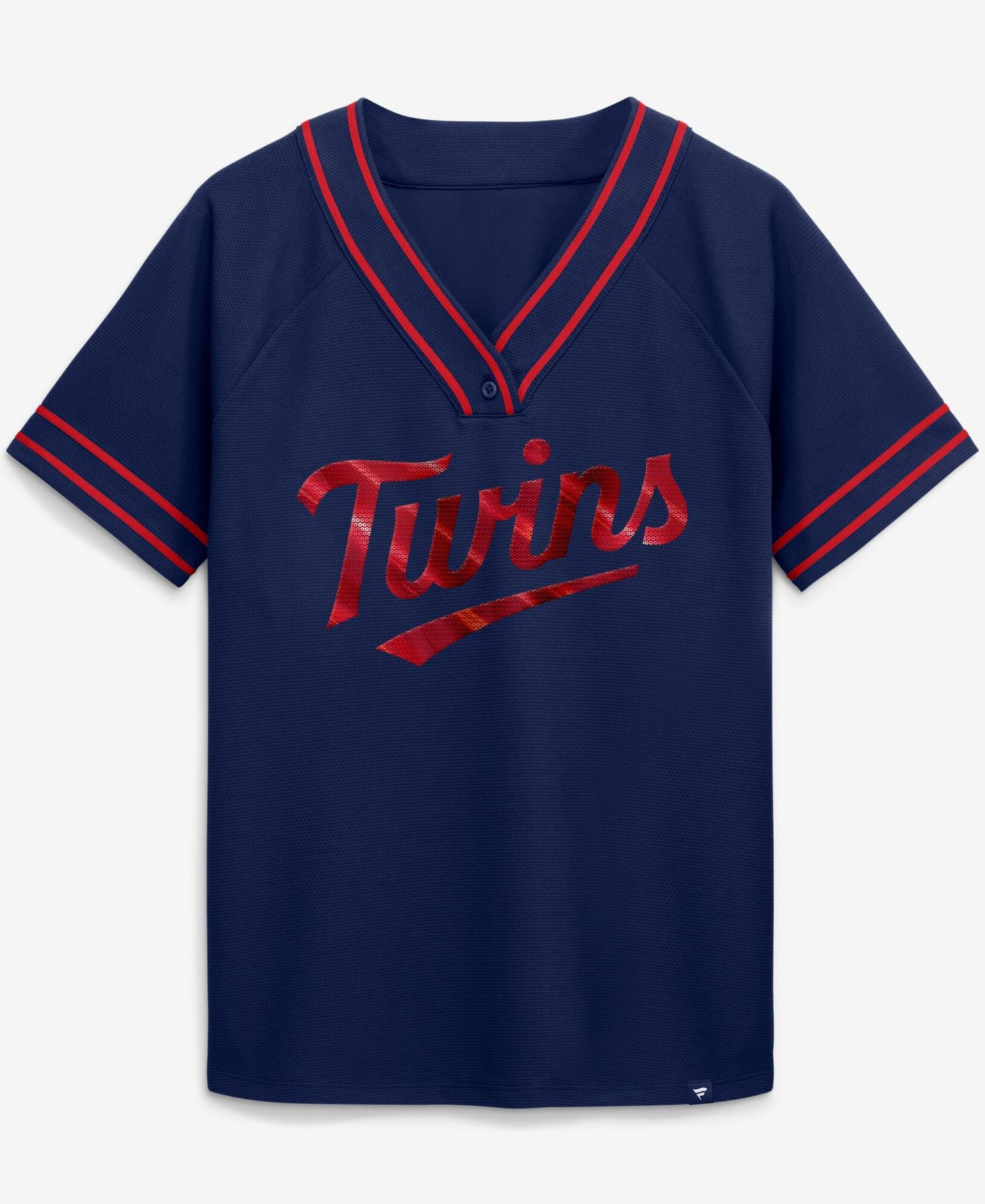 Women's Navy Minnesota Twins Diva Race Ahead Raglan V-Neck T-Shirt