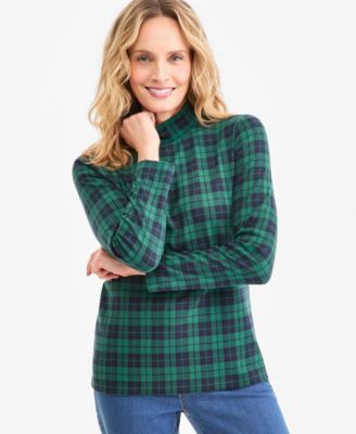 Women's Printed Mock-Neck Long-Sleeve Tee