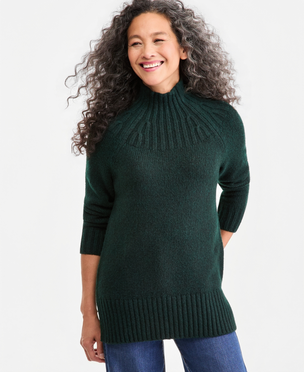 Style & Co Women's Funnel Mockneck Long-Sleeve Sweater, Macy's Exclusive - Nocturnal