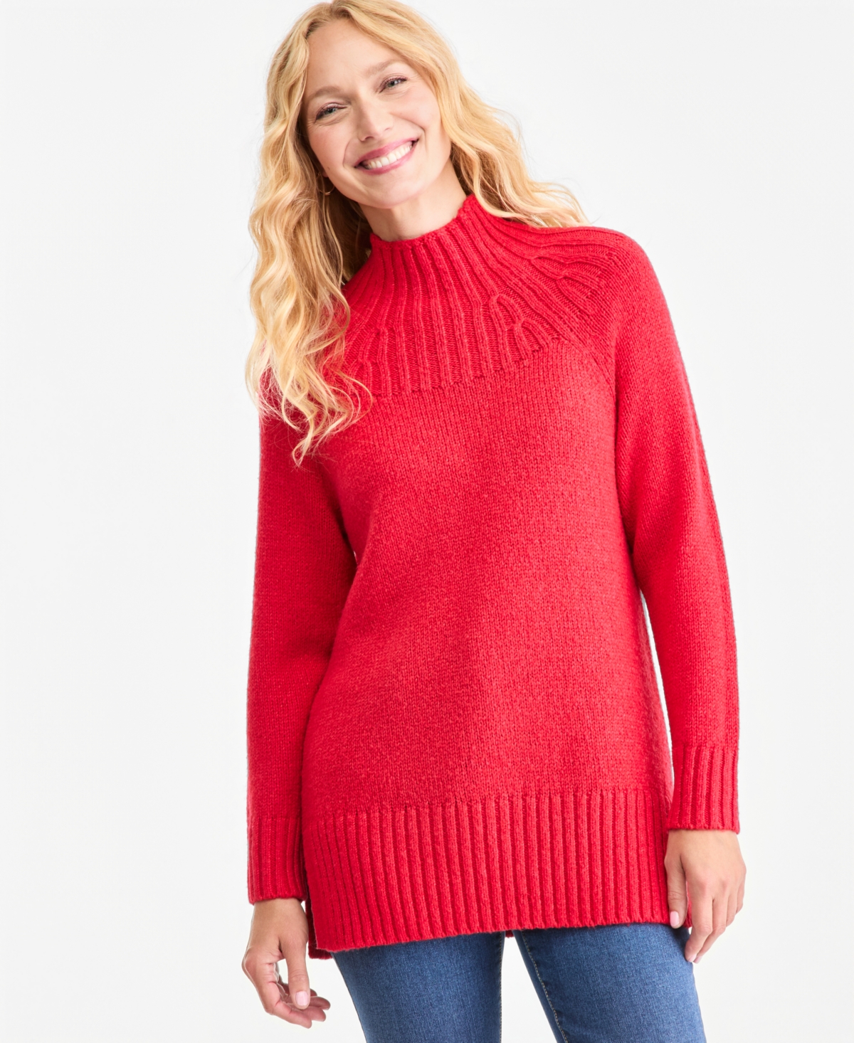 Style & Co Women's Funnel Mockneck Long-Sleeve Sweater, Macy's Exclusive - Lollipop