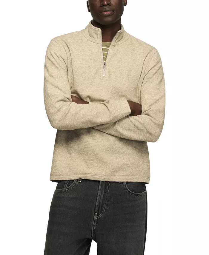 Men's Mockneck Quarter-Zip Textured Sweater