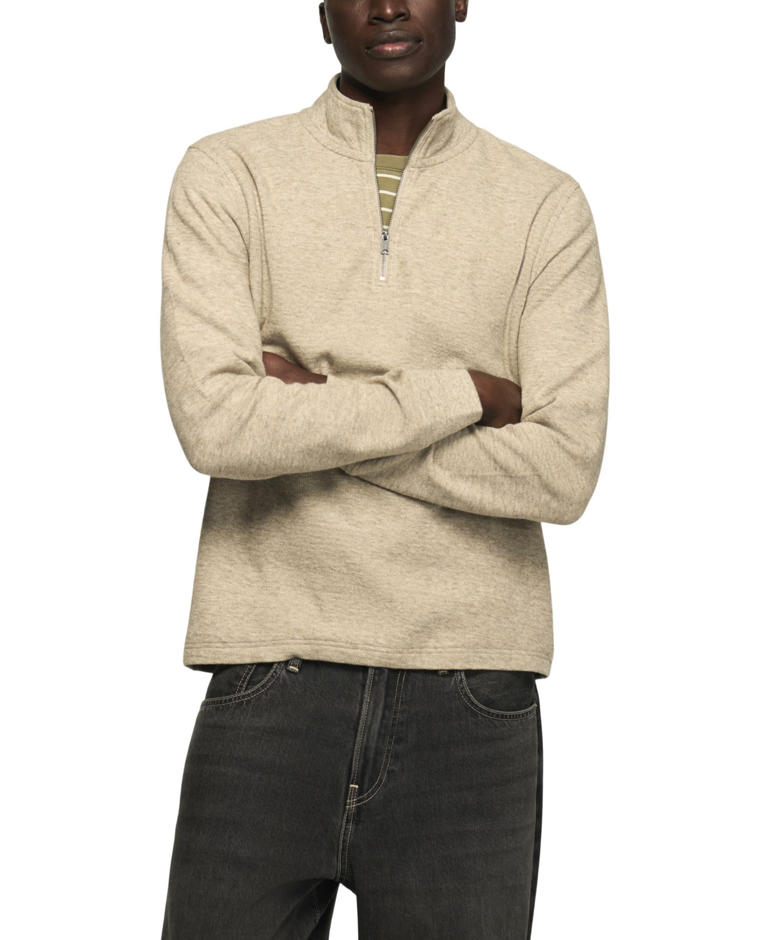Men's Mockneck Quarter-Zip Textured Sweater