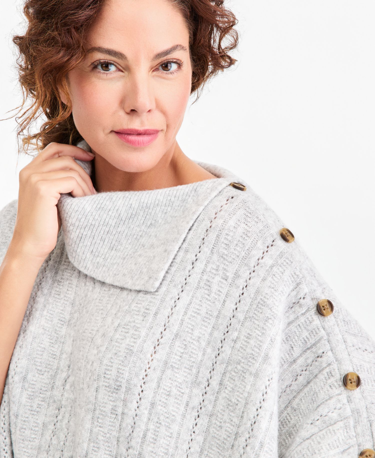 Women's Button Poncho Sweater