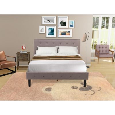 NL14F-1VL07 2 Pc Bedroom Set - 1 Bed Velvet Fabric Headboard and 1 Nightstand - Distressed Jacobean Finish Nightstand