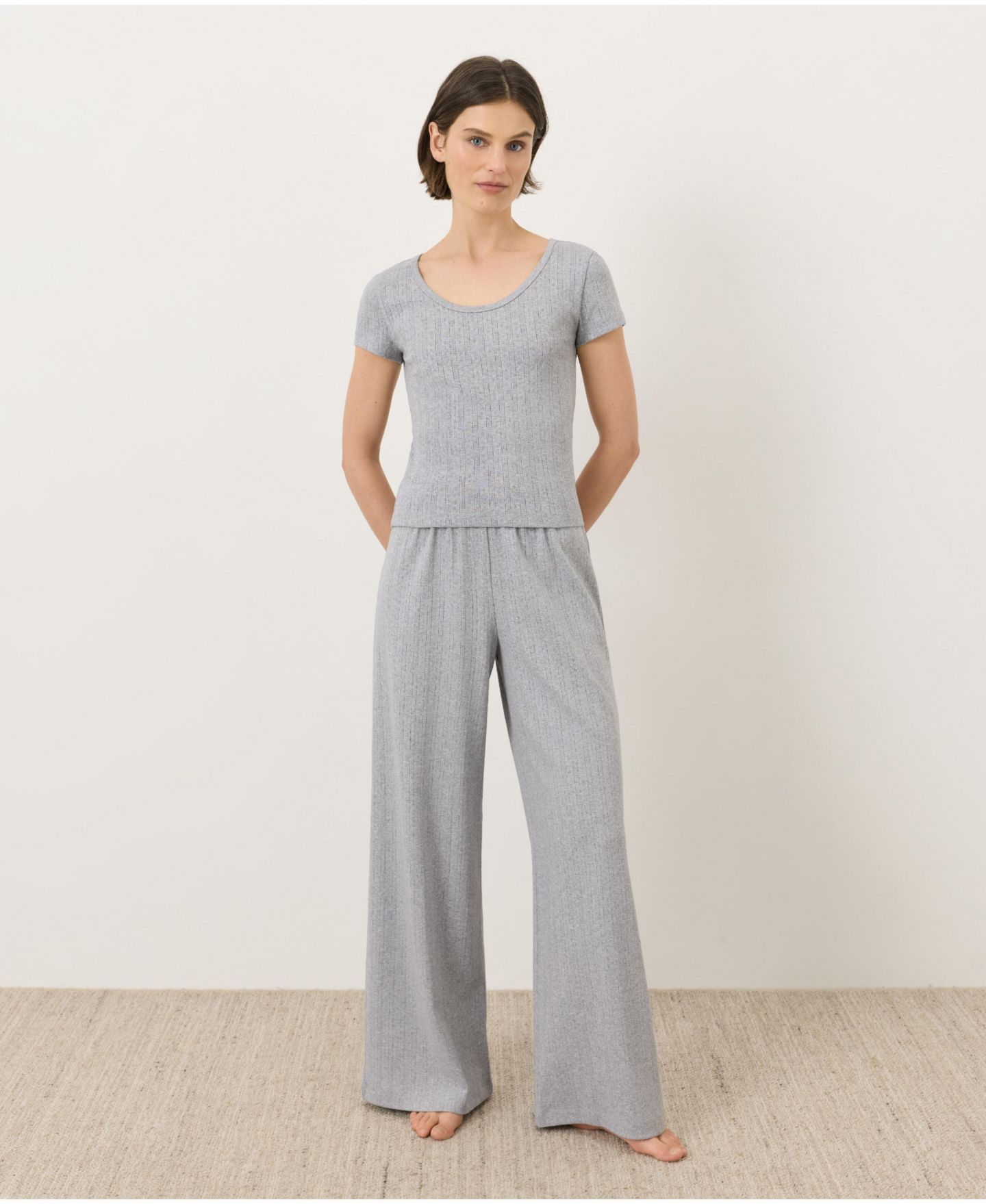 Женская футболка Pact Organic Cotton Pointelle Scoop Neck, цвет: Меланжевый серый — фото 1