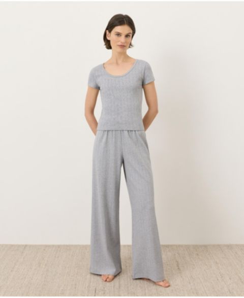 Женская футболка Pact Organic Cotton Pointelle Scoop Neck, цвет: Меланжевый серый
