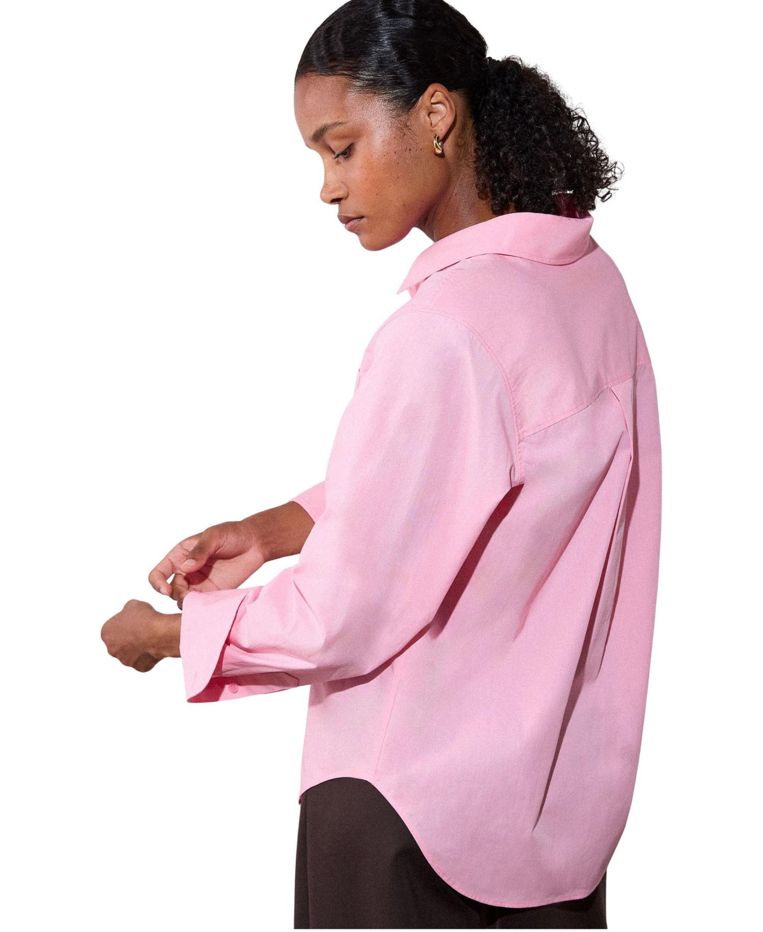 Women's Cotton Poplin Bib Detail Long-Sleeve Shirt