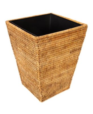 Artifacts Trading Company Rattan Square Tapered Waste Basket with Metal Liner