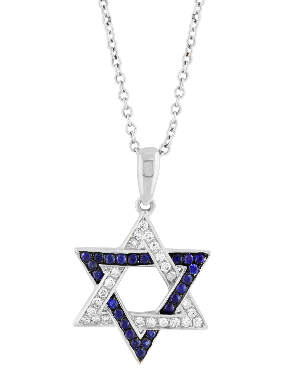 Effy Sapphire (1/6 ct. t.w.) & Diamond (1/8 Star Of David Pendant Necklace 14k Gold, 18" + 1" extender