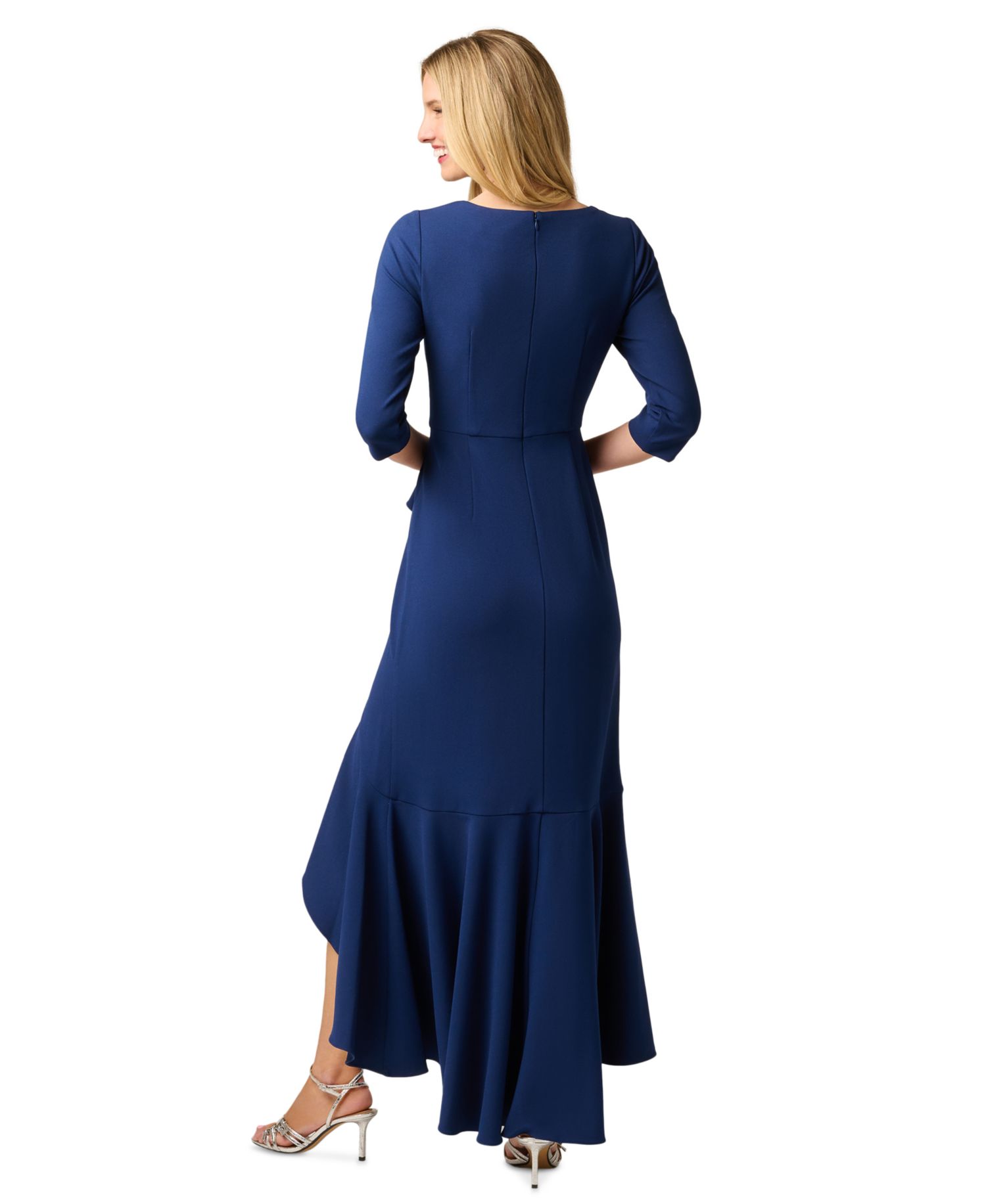 Women's Asymmetrical Bead Crepe Gown