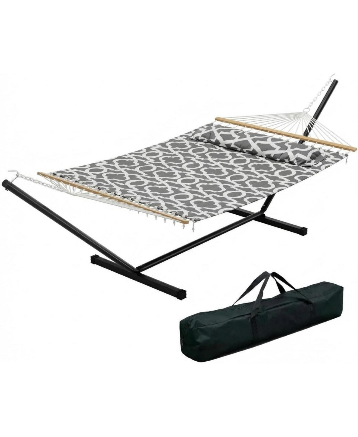 gaomon Double Hammock, 2 Person Hammock with Heavy Duty Metal Stand, Cotton Fabric, Widening Design, 450 Lbs Weight Capacity