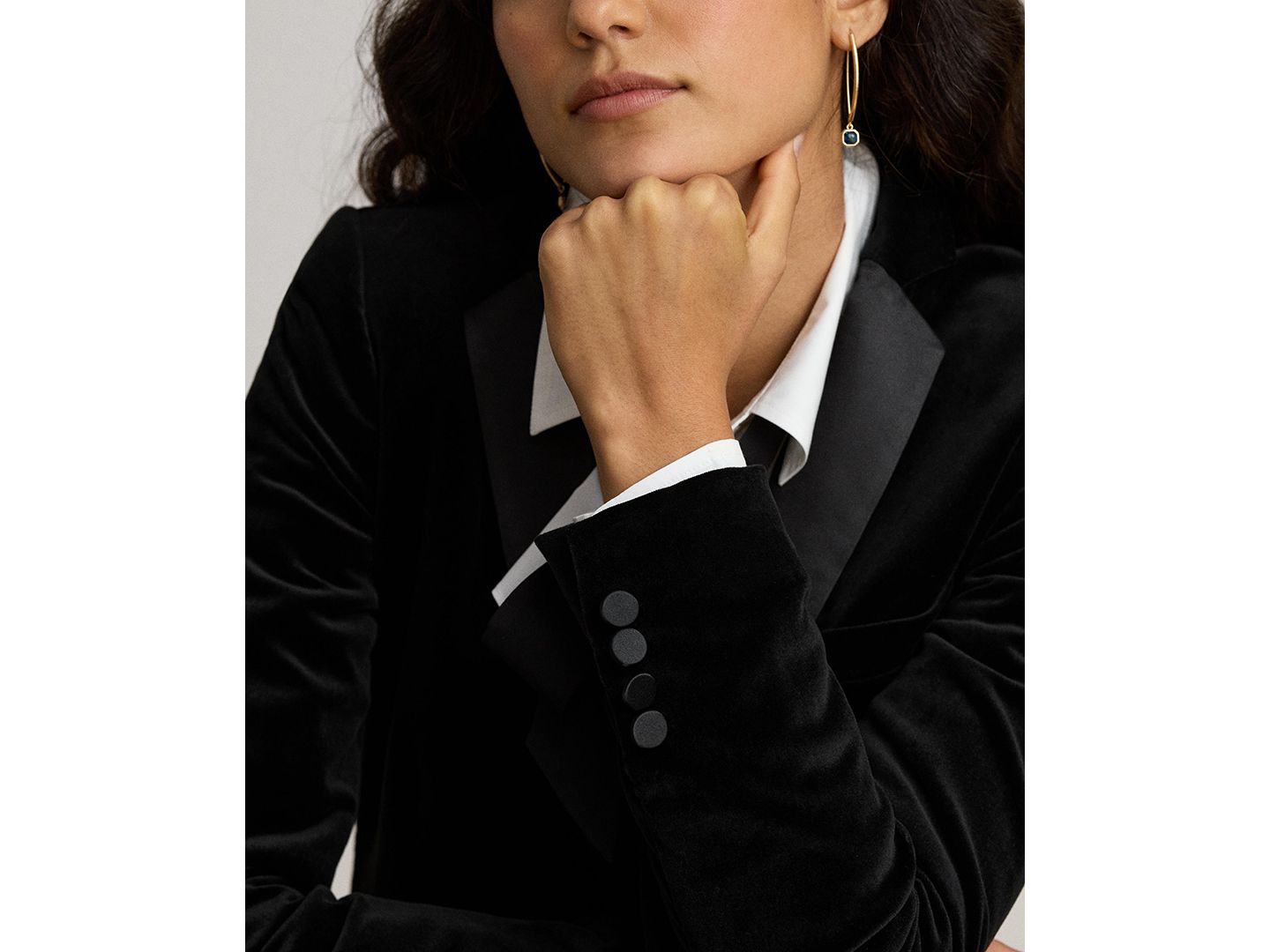 Женский пиджак Lauren Ralph Lauren Stretch Velvet Blazer, цвет: Чёрный бархатный — фото 4